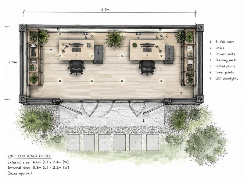 Garden Office Sketch Layout